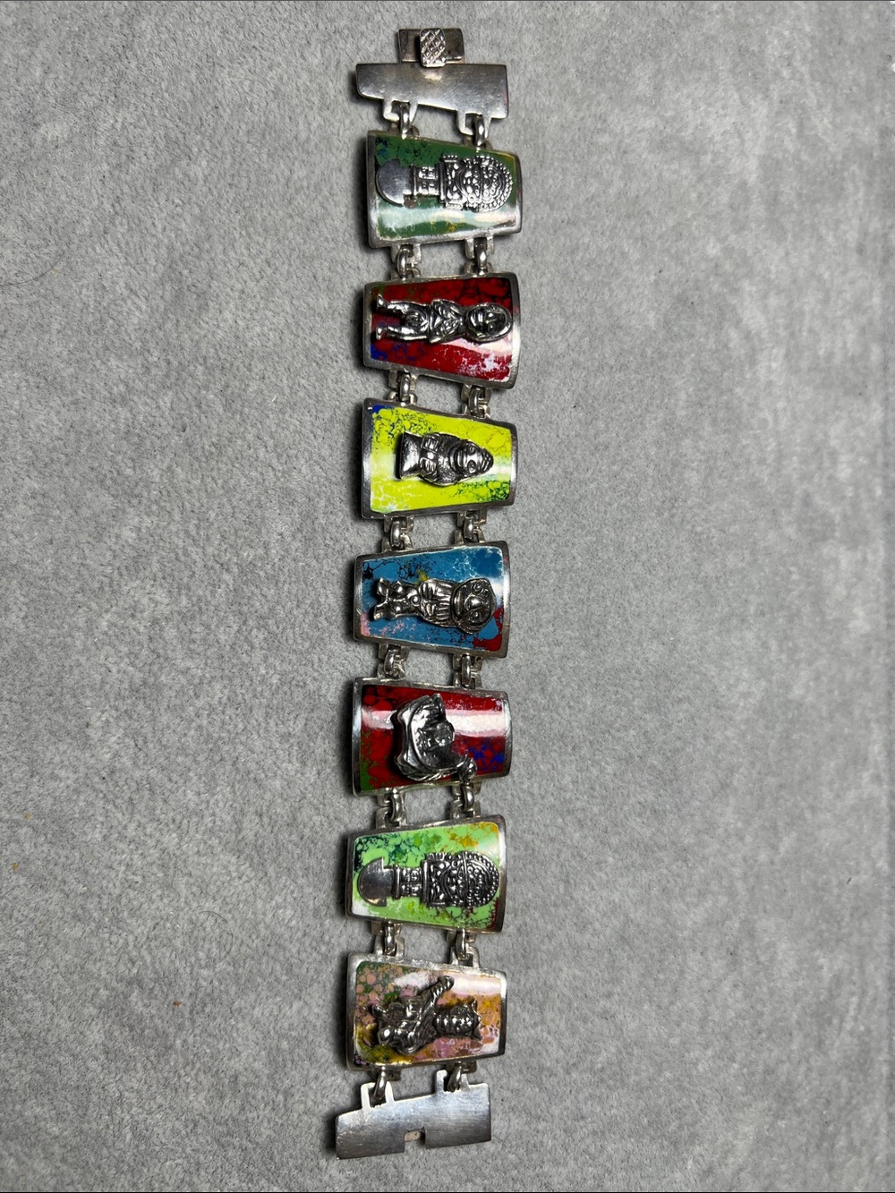 Sterling Silver Native Peru Idol Bracelet 7” 925